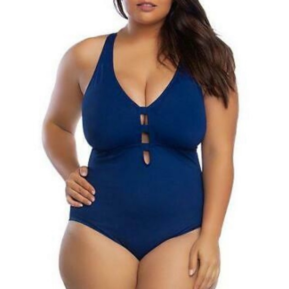 LAUREN Ralph Lauren Beach Shaping Plunge One Piece